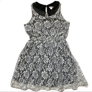 xhiliration Peter Pan collar faux leather lace
